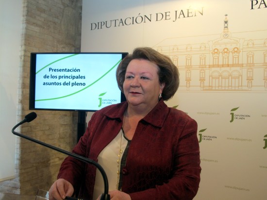 Pilar Parra, durante su comparecencia sobre el próximo pleno de la Diputación.