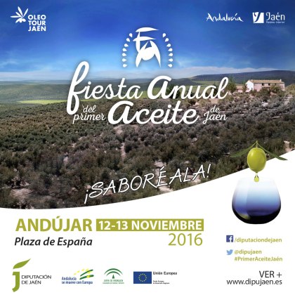 Cartel promocional de la III Fiesta Anual del Primer Aceite de Jaén.