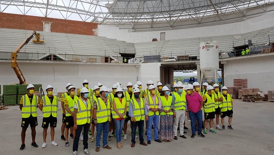 Reyes destaca el ritmo de las obras del Olivo Arena, que sigue cumpliendo plazos y se podrá usar en la temporada 20-21.