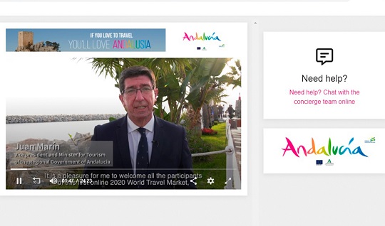 Andalucía se promociona en la World Travel Market virtual como esponsor principal.