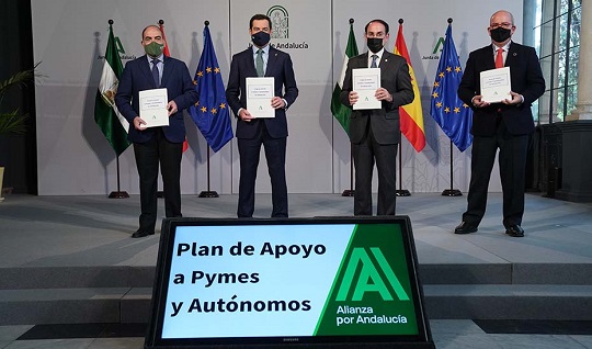 El Gobierno andaluz amplía hasta los 667 millones de euros el Plan de Apoyo firmado con Pymes y Autónomos.