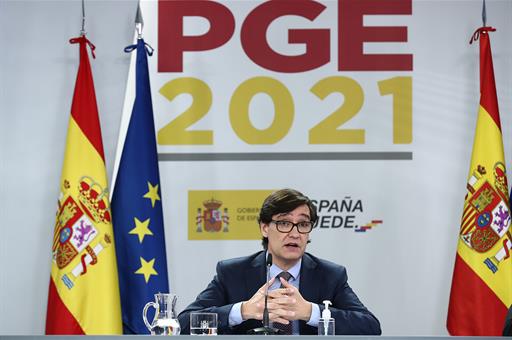 Los Presupuestos Generales del Estado para 2021 multiplican por más de diez la dotación del Ministerio de Sanidad.