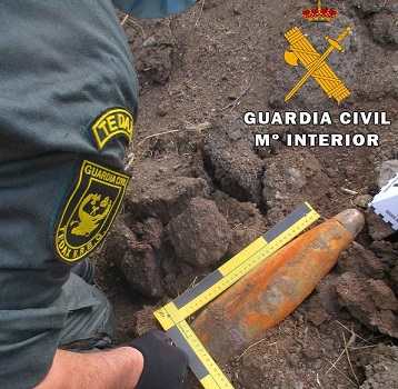 La Guardia Civil ha neutralizado un proyectil de artillería procedente de la guerra civil española.