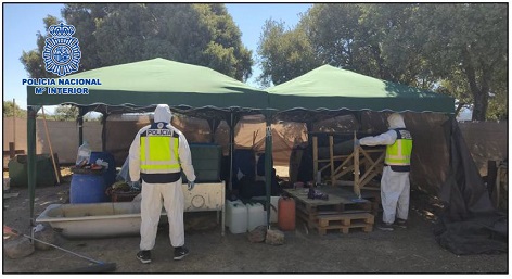 La Policía Nacional desmantela el primer laboratorio de cocaína instalado en España con la misma estructura que los de Sudamérica.