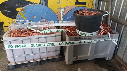 Desarticulada una organización criminal por el robo de más de 15 toneladas de cable de cobre.