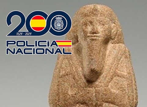La Policía Nacional identifica a un anticuario por vender una escultura del faraón egipcio Taharqa procedente de expolio.
