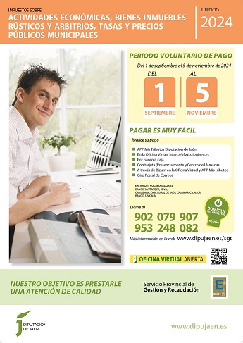 La campaña de recaudación de Arbitrios, Bienes Rústicos e IAE permanecerá abierta hasta el 5 de noviembre.