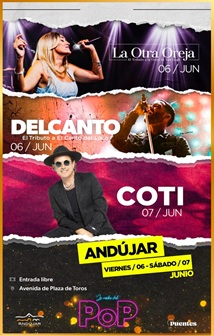 El artista internacional «Coti» y los tributos a la Oreja de Van Gogh y El Canto del Loco llegan a Andújar el 6 y 7 de junio.