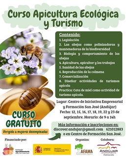 El Ayuntamiento de Andújar impulsa la formación gratuita en turismo sostenible y apicultura ecológica.