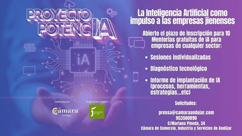 La Cámara de Comercio de Andújar ofrece 10 mentorías gratuitas sobre Inteligencia Artificial para mejorar la productividad empresarial.