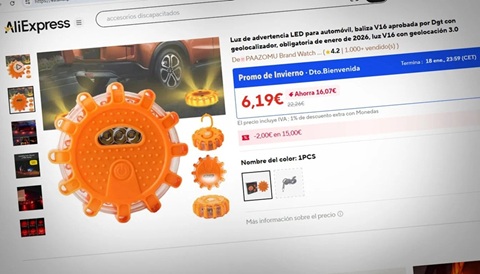 «Aprobada por DGT con geolocalizador» por 6 euros: el fraude de las balizas fake continúa ante la pasividad de Tráfico y Consumo.