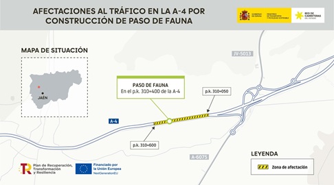 Transportes ejecuta las obras de mejora de la seguridad vial en relación con la fauna por casi 16 millones de euros en Jaén.