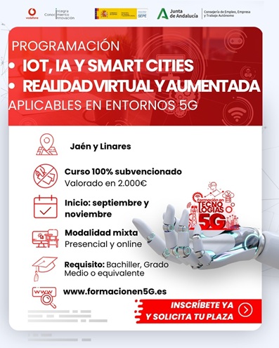 Empleo oferta en Jaén los cuatro últimos cursos gratuitos de Realidad virtual e Internet de las cosas.