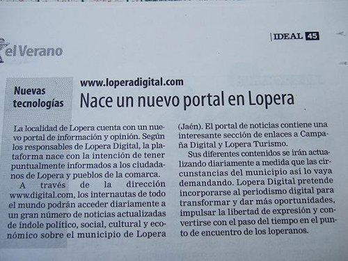 El diario Lopera Digital celebra su veinte aniversario.